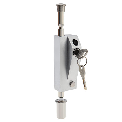 Keyed Sliding Patio Door Lock With Spring Loaded Latch And Two Keys For Enhanced Home Security On Sliding Glass Doors Patio Gates And Fences Suitable For Double Doors In Silver Finish