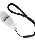 Close-up of a single white LED diving beacon from the 2 Pack Underwater Strobe Signal Lights for Night Dives, with attached black strap.