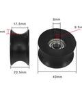 10 Pack 608ZZ U Shaped Nylon Coated Pulley Rail Bearing Wheels For Motors And Machinery Built Tough Durable Heavy Duty Low Friction Bearings With Wide Temperature Range Minus Forty To One Hundred Degrees Celsius Great For Gears Pumps Tools And Conveyors, 40mm x 20.5mm