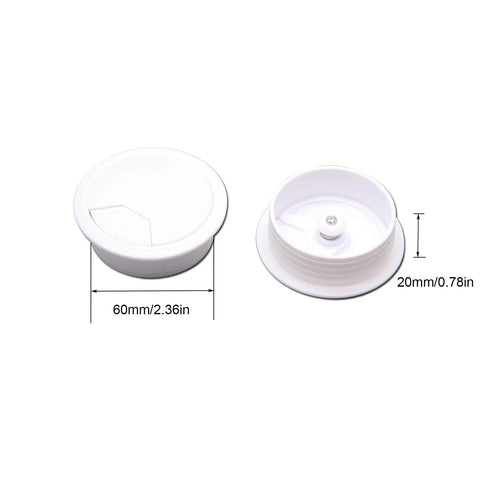 Desk Cable Hole Grommet For Two And Three Quarters Inch Holes White Plastic Cover 60mm dimensions shown
