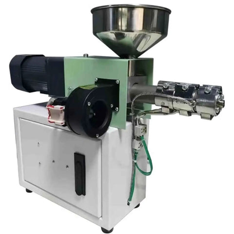 Heavy Duty 3D Printer Filament Extruder Machine Featuring Single Screw Design For Kickass Plastic Processing And Smooth Daily Operation For Dedicated Makers side view of extruder with stainless steel hopper and motor