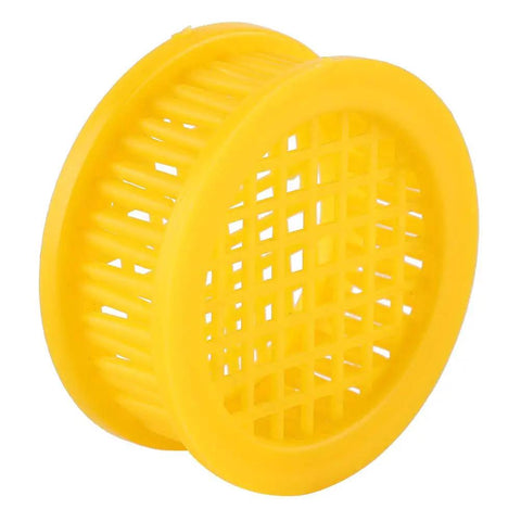Yellow ABS plastic queen cage from Six Piece Beekeeping Queen Rearing Box Kit With Plastic Queen Cages For Isolation DIY Queen Production Pro Grade ABS Construction Easy Handling For Hive Health And Boosted Productivity.