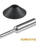 Powertec router centering pin and cone set; steel rod with black conical guide, 2-piece