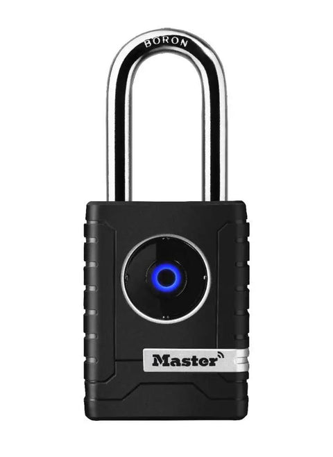 Image of the Outdoor Bluetooth Padlock For Personal Use With Smartphone Unlock No Key Needed Weatherproof Lock For Gates Sheds Garages Outdoor Storage Lockers And Tool Chests 2 7/32 Inch Wide Model 4401DLH.