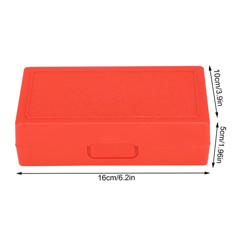 Zero Fluff Digital Shore A Durometer Hardness Tester With Clear LCD Screen, red carrying case, dimensions labeled for portability.