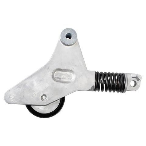 Heavy Duty Serpentine Belt And Drive Tensioner Kit Fits Various Vehicles With Durable Construction To Prevent Slipping And Reduce Engine Noise Boosting Performance And Reliability To Kill The Squeal Real Quick. silver metal tensioner with spring and pulley
