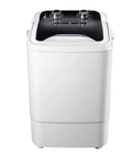 No Sweat Portable Single Tub Washing Machine, Slick Compact Laundry Spinner With Drain Hose, front view with timer dials.