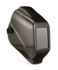 HLX 100 Welding Hood Lightweight Fixed Front Helmet Shade 10 ANSI Z87.1 Hydraflex Shell, dark gray exterior, side view