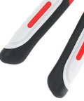 Close-up of heavy duty wire stripper pliers and cutters, 6 inches long, featuring contoured handles for comfort.