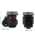 Heavy Duty Adjustable Leveling Casters With Ratchet Handles For Rock Solid Stability And Easy Rolling Of Workbenches Shop Gear And Big Machinery Four Pack close-up of caster dimensions and design features