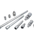 Socket Extension And Adapter Set 10 Piece Kit With Chrome Finish For Corrosion Resistance Quick Size Markings Meets ASME Specs
