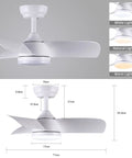Dope 28 Inch Ceiling Fan With Lights And Remote Energy Efficient DC Silent Motor Matte White Finish with light color modes