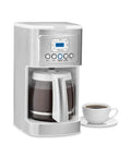 No Fuss Programmable 14 Cup Coffee Maker With PerfecTemp Glass Carafe White And Stainless Steel Finish Brew Strength Control