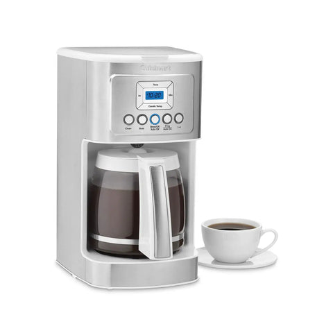 No Fuss Programmable 14 Cup Coffee Maker With PerfecTemp Glass Carafe White And Stainless Steel Finish Brew Strength Control