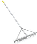 Landscape Rake With Aluminum Head And 68 Inch Handle, 24 Inch Width With 24 Tines, Ideal For Smoothing Gravel, Driveways, Beach And Lawn Care.