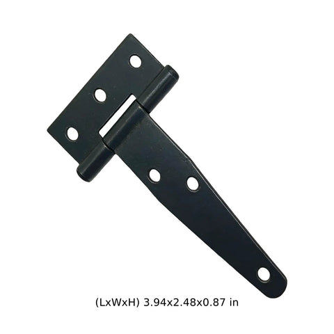 Six Pack Four Inch Galvanized T Hinges Deliver Badass Durability For Heavy Duty Shed Gates And Barn Fence Doors Featuring a black coated steel hinge, 3.94x2.48x0.87 inches.