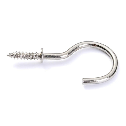 Heavy Duty Bulk Pack Of One Hundred Rock Solid Steel Eye Screw Ceiling Hooks For Indoor Outdoor Wall Hanging Art Decor And Keys Top Notch Build No Sweat Install - Close-up of steel eye screw hook, 21mm size.