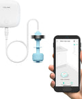 LoRa Water Level Monitoring Sensor With Battery Powered Float Switch Alarm For Sump Pump And Overflow Protection, Tank Level Monitoring, Toilet Leak Sensor, 105dB Siren, Hub Required, Ideal For Home Aquarium Pond Rain Barrel shown with hub and app