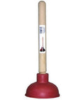 Non Slip Suction Force Cup Plunger With Nine Inch Wooden Handle, 4 inch rubber cup for quick bathroom unclogging.