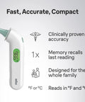 Digital Ear Thermometer For Kids And Adults With Backlit LCD Display, Color Coded Fever Alerts, Beep Indicator, Fast Readings, Gentle In Ear Sensor, Easy To Read Results For Every Age on white body