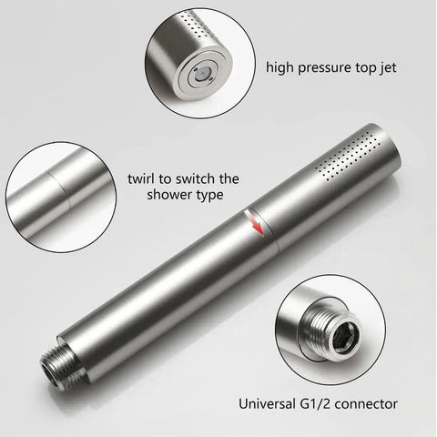 Brushed Nickel Dual Modes Brass Shower Wand High Pressure 7 Inch Handheld Shower Head Sprayer With 59 Inch Hose And Bracket No Fuss 2 In 1 Function