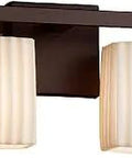 Regency Two Rectangle Shade LED Bath Bar Light in dark bronze with faux porcelain resin shades, sleek modern vibe, 18W dimmable.