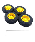 4 Pack RC Car Wheels With Rubber Tires And Round Rod Shafts Axles For RC Truck And Robot DIY Model Replacement Parts