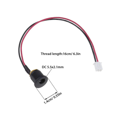 Two Piece Electric Bike Charging Port Replacement For E Bike And Scooter With DC 5.5x2.1mm Hole Waterproof Dust Cap Durable Plastic And Metal Build Includes 6.3 Inch Cable Length Easy Install No Fuss Plug And Play