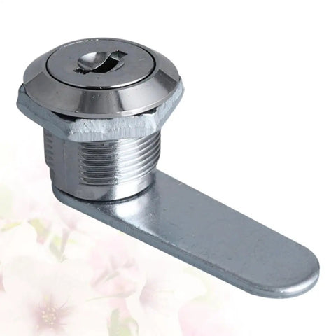 No Sweat Silver Zinc Alloy Cylinder Cam Lock With Three Keys For Electrical Meter Boxes Kitchen Cabinets And Drawer Hardware angled view