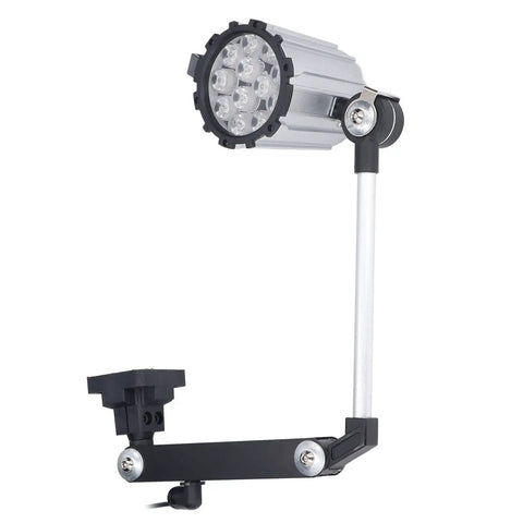 Sungooyue 24V Led Work Light, 12 Watt Machine Lamp With Foldable Telescopic Arm And Aluminum Shell, showing adjustable aluminum lamp with LED head.