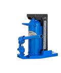 Heavy Duty Air Hydraulic Toe Lift Jack Built For Zero Hassle Lifting And Smooth Garage Operation, blue with lever handle.