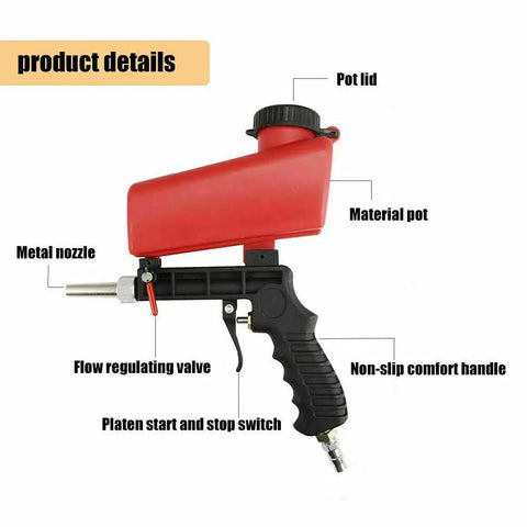 One Quarter Inch Air Sandblasting Gun Portable Handheld Sandblaster With 90 PSI Pneumatic Power For Quick Paint And Rust Removal details