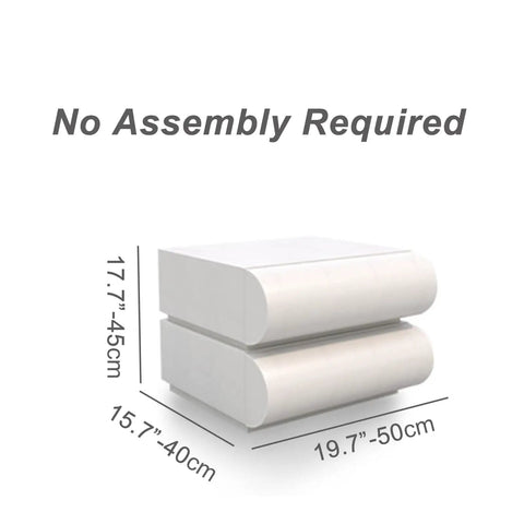 Dimensions of modern leather upholstered nightstand with roomy desktop space, no assembly required, ideal for bedroom setup.
