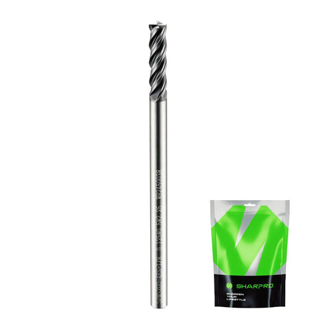 One Eighth Inch Shank Carbide Square End Mill, Four Flute CNC Cutter, Built Tough For Alloy Steel, Stainless Steel, And Cast Iron