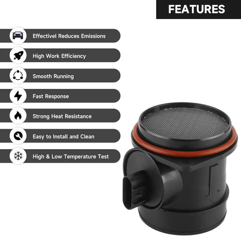 Mass Air Flow Sensor MAF Fits Hyundai Sonata 2006 2010 Buick Enclave Santa Fe Veracruz Entourage Terraza Lucerne Replacement Part details and features displayed.