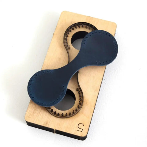 Teardrop Cutting Mold Set For DIY Leather Crafting Tools Including Pro Grade Wooden Steel Rule Punch on white background
