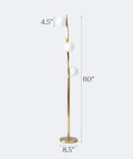 Nola Mid Century Modern 3 Globe Floor Lamp For Living Room And Office, 60-inch gold twisting pole with three glass globes