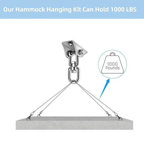 Heavy Duty Hammock Hanging Kit With 1000 Pound Capacity And 360 Degree Rotate Swing Hooks For Indoor Outdoor Use Real Easy Setup