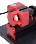 Close-up of Fesjoy Mini Sanding Lathe Polishing Tool 24W, showcasing the motor and grinding wheel for precision work.