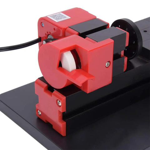 Close-up of Fesjoy Mini Sanding Lathe Polishing Tool 24W, showcasing the motor and grinding wheel for precision work.