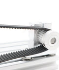 Tough As Nails GT2 Timing Belt for Power Transmission 2GT synchronous drive belt on pulley mechanism, close-up view