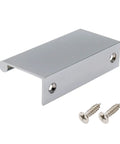 3.15 Inch Rounded Edge Finger Pulls For Cabinets And Drawers 4 Pack, chrome plated aluminum alloy handle with screws, side view