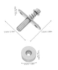 Heavy Duty Spring Loaded Pivot Shaft Set For Folding Screens supports wood or metal door hardware, includes a silver pivot and base with dimensions.
