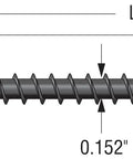 Heavy Duty Four And A Half Inch Truss Wood Screws Black Electrocoat Finish Build Tough For Interior Wall Framing And Roof Joists Comes With Pro T30 Driver Bit And Precision Steel Install Guide To Nail The Job Clean And Quick, detailed view showing screw dimensions and design.