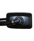 Close-up of black Universal Outboard Dual Water Feed Rectangular Motor Flusher hose connector, single-unit design visible