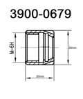 Technical diagram of Mini Collet Chuck Nut For ER-25 With M30 X 1 Thread, 20 mm Length, dimensions 20mm width, 35mm height in tool steel