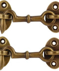 Set Of 2 Heavy Duty Brass Cabin Hooks With Two And Three Quarter Inch Latch For Cabin Doors Gates Windows Sash Locks Barn Doors