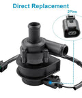 Beefy Auxiliary Cooling Pump With Conduit Plug And Seal Ring Drop In Fix For Audi A3 Q3 TT And VW Rides, direct replacement with 2-pin connector.