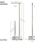 Product dimensions of Freestanding Toilet Paper Holder With Storage For Jumbo Rolls Holds Up To Four Rolls No Fuss Easy Access Stand Up Bathroom Organizer Modern Sleek Design Keeps Your Restroom Neat And Ready, shown in front and side views with measurements.