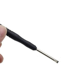 Fifty Piece Bulk Set Of Hella Compact Slotted Mini Screwdrivers With Flat Head Design Knockout Quality Perfect For Smartphone Repair And Tiny Tinkering Jobs, showing a 3mm slotted screwdriver with black handle.